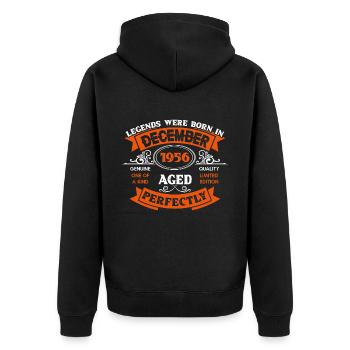 Legends Were Born In December 1956 - Unisex Premium Bio Zip Hoodie - Schwarz - Hinten - Nico (187cm)