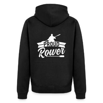 Stolzer Ruderer Rudern Ruderboot Rudersport Ruder - Unisex Premium Bio Zip Hoodie - Schwarz - Hinten - Nico (187cm)