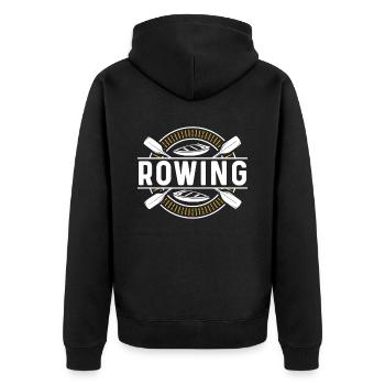 Rudern Ruderer Ruder Rudersport Ruderboot - Unisex Premium Bio Zip Hoodie - Schwarz - Hinten - Nico (187cm)