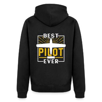 The Best Pilot Ever Small Aircraft Jet - Unisex Premium Organic Zip Hoodie - black - Back - Nico (187cm)