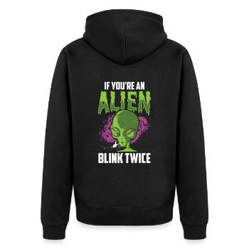 If you're an alien blink twice astronaut - Unisex Premium Organic Zip Hoodie - black - Back - Nico (187cm)
