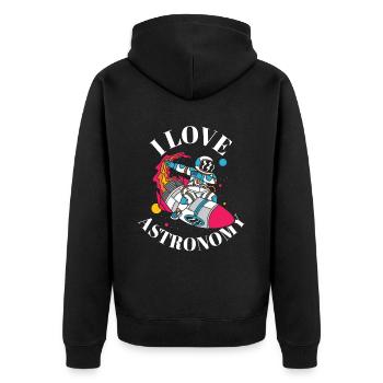 J’adore l’astronomie Astronaute spatial - Veste à capuche bio Premium Unisexe - noir - Dos - Nico (187cm)