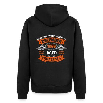 Legends Were Born In December 1988 - Unisex Premium Bio Zip Hoodie - Schwarz - Hinten - Nico (187cm)