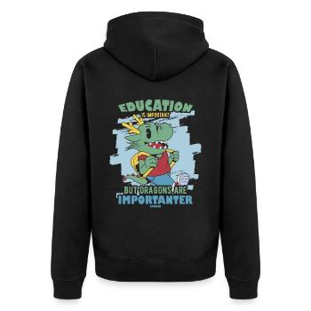 Education Is Important But Dragons Are Importanter - Unisex Premium Bio Zip Hoodie - Schwarz - Hinten - Nico (187cm)
