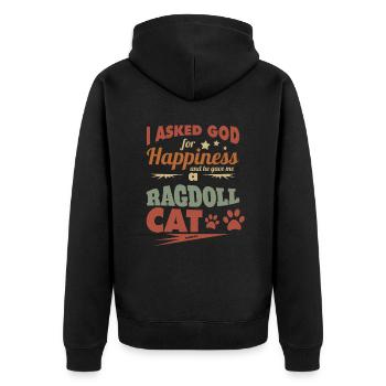 Gott gab mir eine Ragdoll Katze - Unisex Premium Bio Zip Hoodie - Schwarz - Hinten - Nico (187cm)