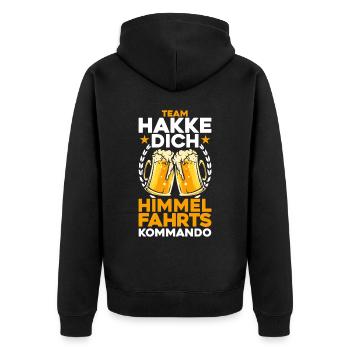 Bier - Unisex Premium Bio Zip Hoodie - Schwarz - Hinten - Nico (187cm)