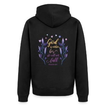 Religiöses Zitat Christliches Motiv - Unisex Premium Bio Zip Hoodie - Schwarz - Hinten - Nico (187cm)