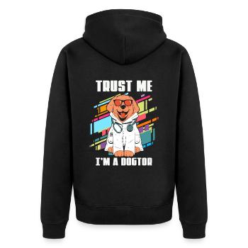 Veterinary Trust Me I'm Retro Doctor Veterinarian - Unisex Premium Bio Zip Hoodie - Schwarz - Hinten - Nico (187cm)