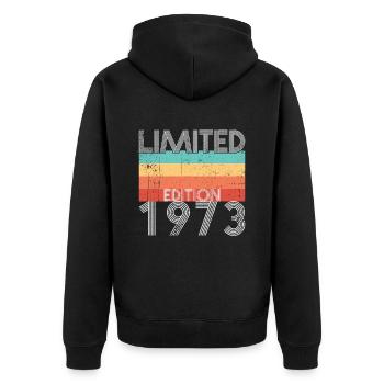 Limited Edition Retro 1973 - Unisex Premium Organic Zip Hoodie - black - Back - Nico (187cm)