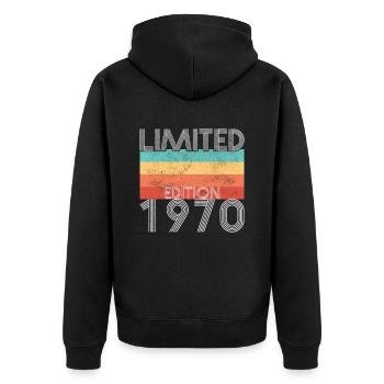 Limited Edition Retro 1970 - Unisex Premium Organic Zip Hoodie - black - Back - Nico (187cm)