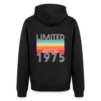 Edition Limitée Rétro 1975 - Veste à capuche bio Premium Unisexe - noir - Dos - Nico (187cm)