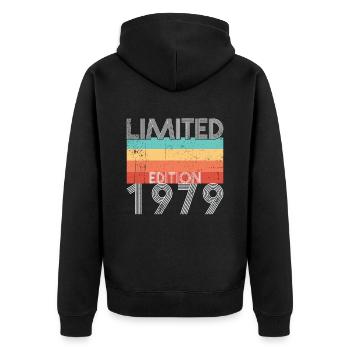 Limited Edition Retro 1979 - Unisex Premium Organic Zip Hoodie - black - Back - Nico (187cm)