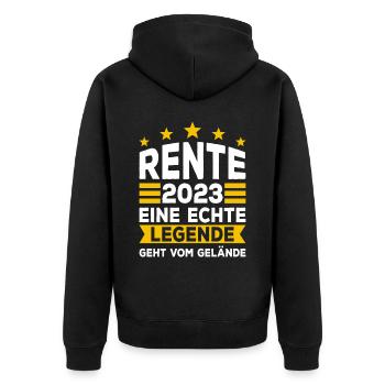 Rente Ruhestand Geschenkidee Rente 2023 Rentner - Unisex Premium Bio Zip Hoodie - Schwarz - Hinten - Nico (187cm)