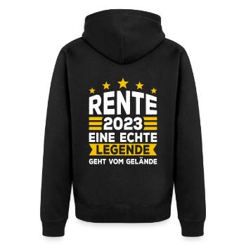 Rente Ruhestand Geschenkidee Rente 2023 Rentner - Unisex Premium Bio Zip Hoodie - Schwarz - Hinten - Nico (187cm)