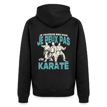 Je peux pas j'ai karaté. - Veste à capuche bio Premium Unisexe - noir - Dos - Nico (187cm)
