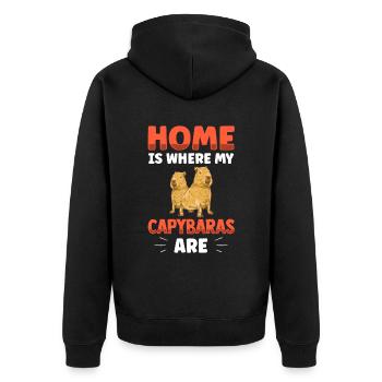 Zuhause ist wo mein Capybara ist Capybaras - Unisex Premium Bio Zip Hoodie - Schwarz - Hinten - Nico (187cm)