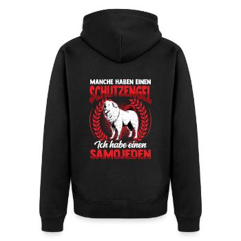 Ich habe einen Owtscharka Kaukasischer Owtscharka - Unisex Premium Bio Zip Hoodie - Schwarz - Hinten - Nico (187cm)