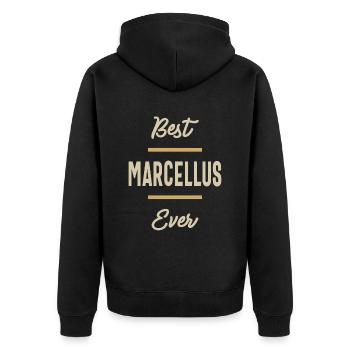 Marcellus Personalized Name - Unisex Premium Organic Zip Hoodie - black - Back - Nico (187cm)