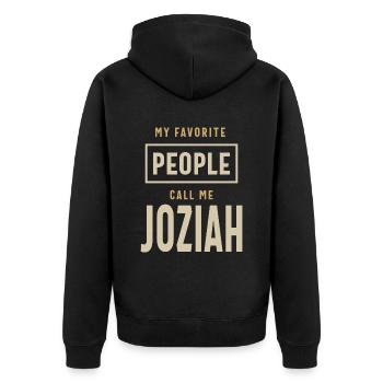 Joziah Personalized Name - Unisex Premium Organic Zip Hoodie - black - Back - Nico (187cm)