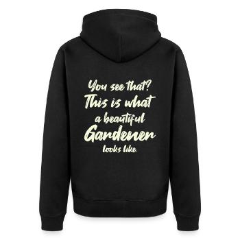 Gärtner Garten Gartenarbeit - Unisex Premium Bio Zip Hoodie - Schwarz - Hinten - Nico (187cm)
