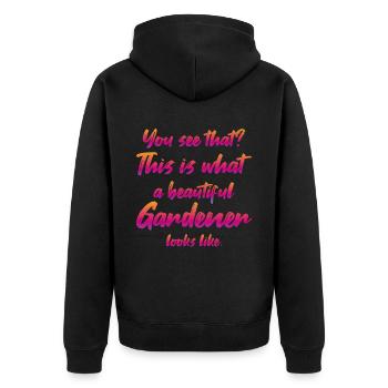 Gärtner Garten Gartenarbeit - Unisex Premium Bio Zip Hoodie - Schwarz - Hinten - Nico (187cm)