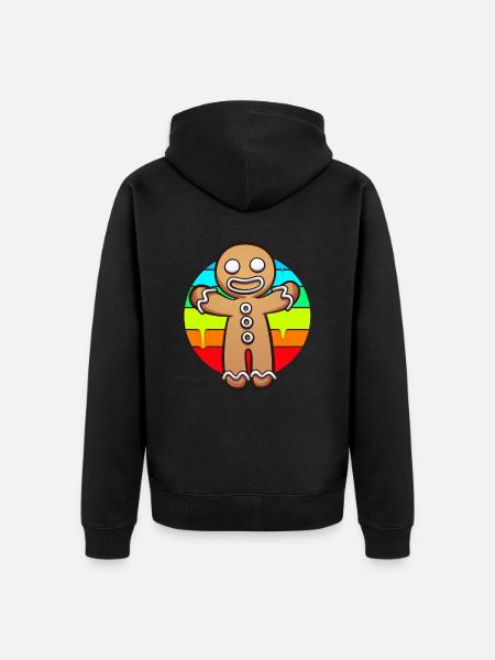 Lebkuchenmann Sonnenuntergang - Unisex Premium Bio Zip Hoodie - Schwarz