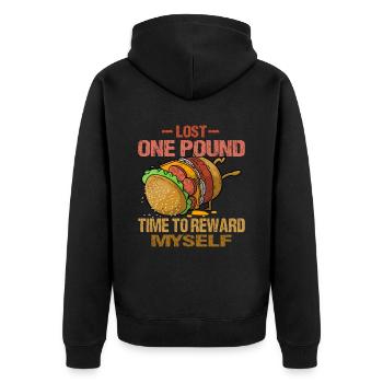 Fast Food Liebe Hamburger Burger - Unisex Premium Bio Zip Hoodie - Schwarz - Hinten - Nico (187cm)