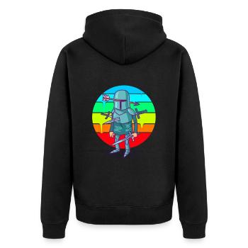 Cartoon Knight Sunset - Veste à capuche bio Premium Unisexe - noir - Dos - Nico (187cm)