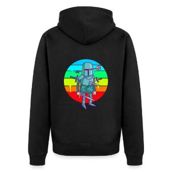 Cartoon Knight Sunset - Veste à capuche bio Premium Unisexe - noir - Dos - Nico (187cm)