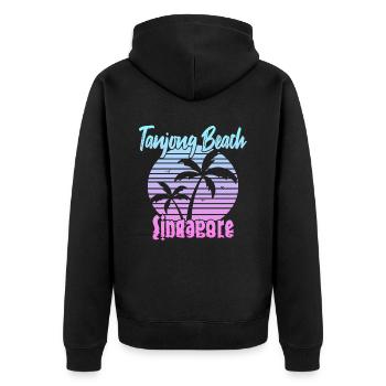 Tanjong Beach Singapore - Unisex Premium Bio Zip Hoodie - Schwarz - Hinten - Nico (187cm)