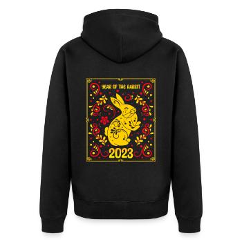 Zodiac Happy Chinese New Year of the Rabbit 2023 - Unisex Premium Bio Zip Hoodie - Schwarz - Hinten - Nico (187cm)