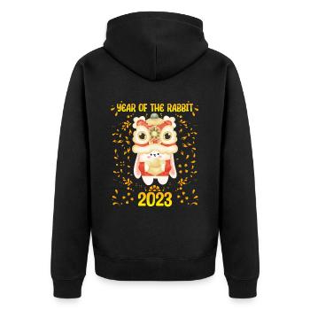 Zodiac Happy Chinese New Year of the Rabbit 2023 - Unisex Premium Bio Zip Hoodie - Schwarz - Hinten - Nico (187cm)
