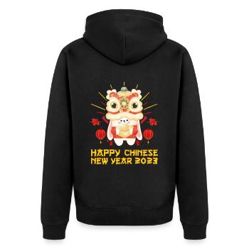 Zodiac Happy Chinese New Year of the Rabbit 2023 - Unisex Premium Bio Zip Hoodie - Schwarz - Hinten - Nico (187cm)