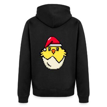 Chick Pixélisé Noël - Drôle de Noël Chick - Veste à capuche bio Premium Unisexe - noir - Dos - Nico (187cm)