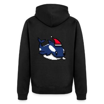 Orca Pixélisé Noël - Drôle - Veste à capuche bio Premium Unisexe - noir - Dos - Nico (187cm)