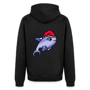 Noël pixélisé dauphin - Drôle - Veste à capuche bio Premium Unisexe - noir - Dos - Nico (187cm)