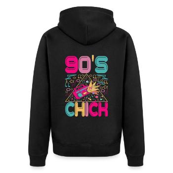 90s 90s 90s Party - Unisex Premium Organic Zip Hoodie - black - Back - Nico (187cm)