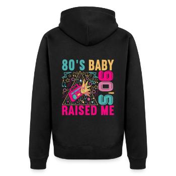 90s 90s 90s Party - Unisex Premium Organic Zip Hoodie - black - Back - Nico (187cm)