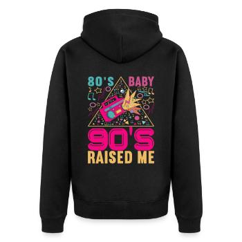 90er Jahre 90s 90er Party - Unisex Premium Bio Zip Hoodie - Schwarz - Hinten - Nico (187cm)