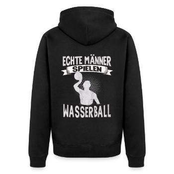 Wasserballer Wassersport Sport Wasserball - Unisex Premium Bio Zip Hoodie - Schwarz - Hinten - Nico (187cm)