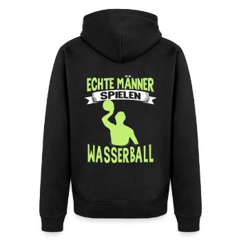 Wasserballer Wassersport Sport Wasserball - Unisex Premium Bio Zip Hoodie - Schwarz - Hinten - Nico (187cm)