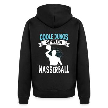 Wasserballer Wassersport Sport Wasserball - Unisex Premium Bio Zip Hoodie - Schwarz - Hinten - Nico (187cm)