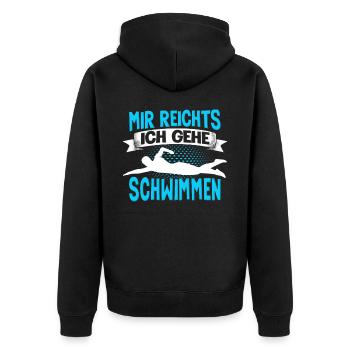 Schwimmer Wassersport Mir Reichts Ich Geh - Unisex Premium Bio Zip Hoodie - Schwarz - Hinten - Nico (187cm)