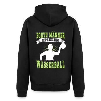 Wasserballer Wassersport Sport Wasserball - Unisex Premium Bio Zip Hoodie - Schwarz - Hinten - Nico (187cm)