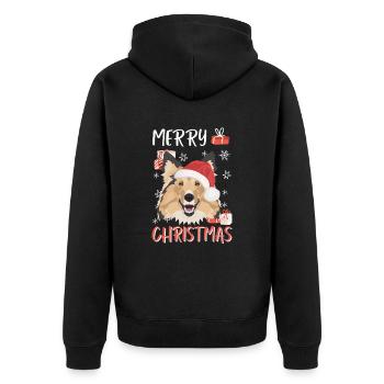 Shetland Sheepdog Joyeux Noël - Veste à capuche bio Premium Unisexe - noir - Dos - Nico (187cm)