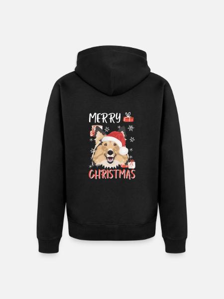 Shetland Sheepdog Merry Christmas - Unisex Premium Organic Zip Hoodie - black