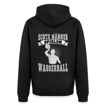 Wasserballer Wassersport Sport Wasserball - Unisex Premium Bio Zip Hoodie - Schwarz - Hinten - Nico (187cm)