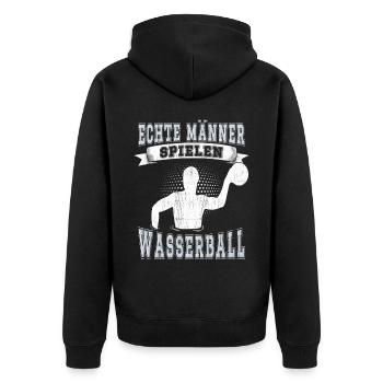 Wasserballer Wassersport Sport Wasserball - Unisex Premium Bio Zip Hoodie - Schwarz - Hinten - Nico (187cm)