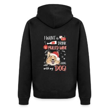 Shetland Sheepdog vin chaud Noël - Veste à capuche bio Premium Unisexe - noir - Dos - Nico (187cm)