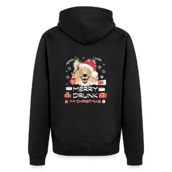 Shetland Sheepdog Weihnachtsmarkt - Unisex Premium Bio Zip Hoodie - Schwarz - Hinten - Nico (187cm)